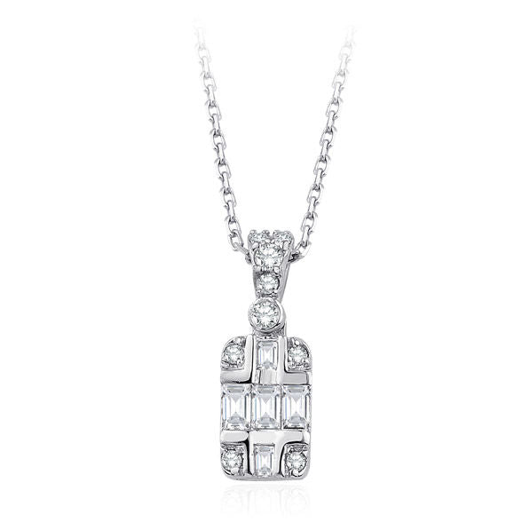 0.15 Carat Diamond Baguette Necklace