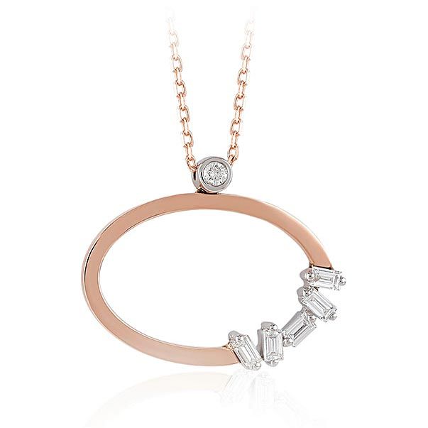 0.15 Carat Diamond Baguette Necklace