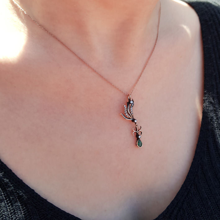 0.33 Carat Diamond Emerald Necklace