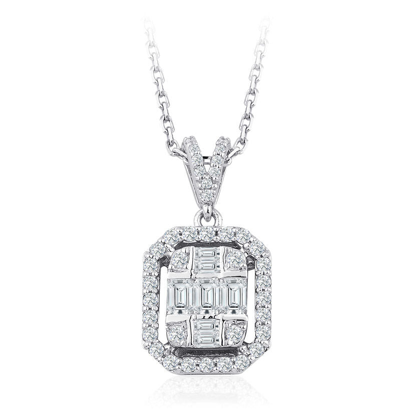 0.38 Carat Diamond Baguette Necklace