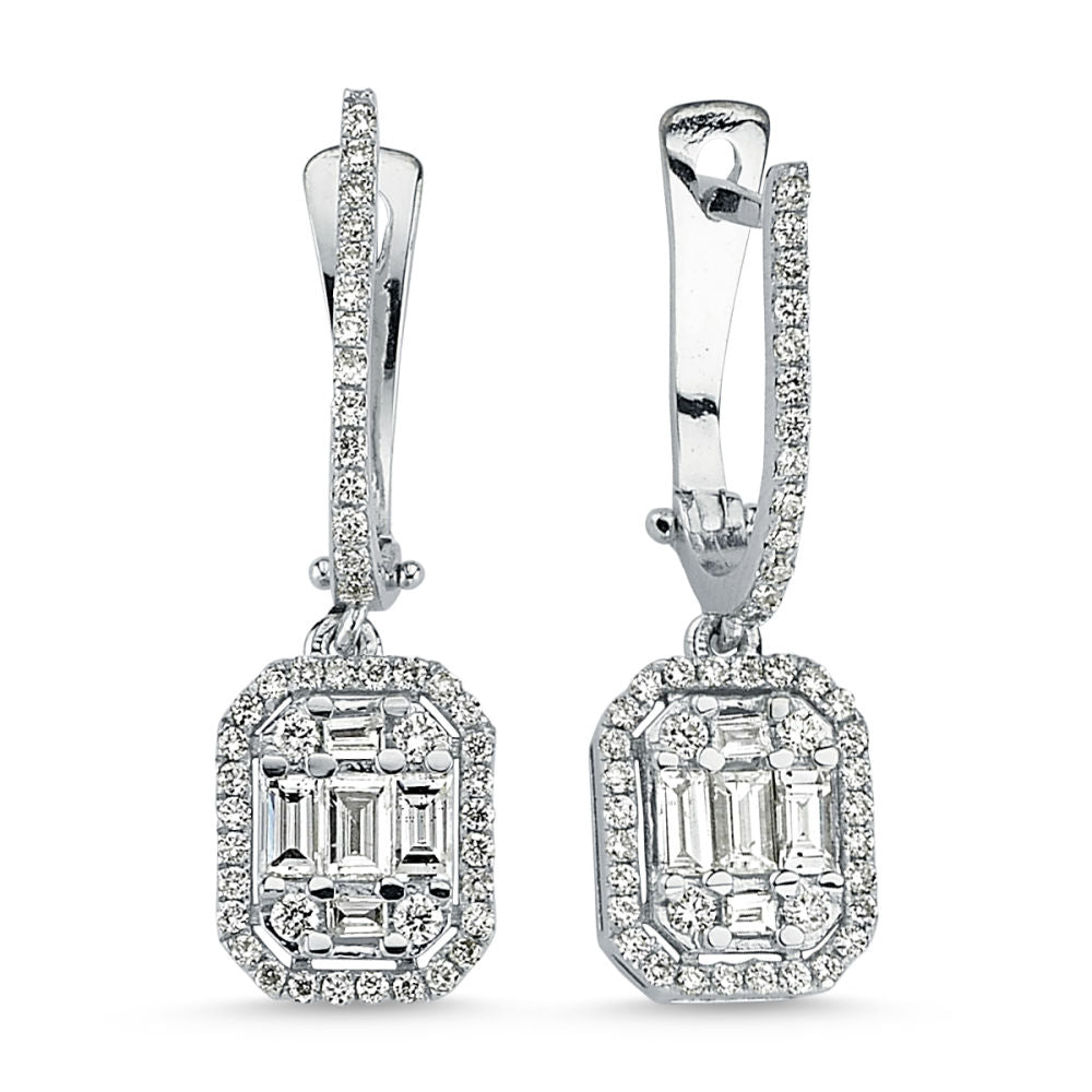 0.60 Carat Diamond Dangle Earrings Baguette