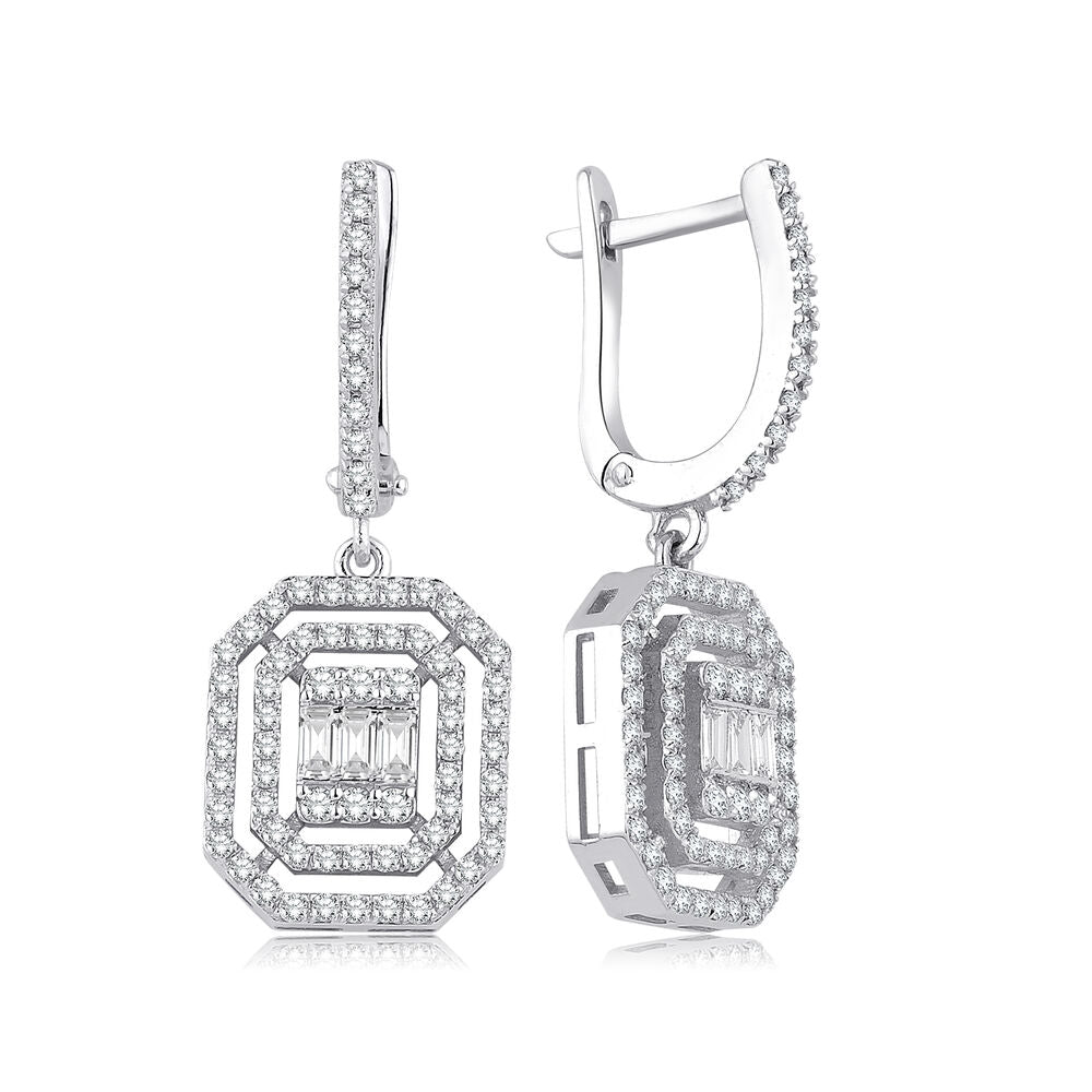 0.85 Carat Diamond Baguette Earrings