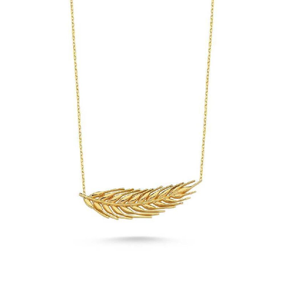 14K Solid Gold Wheat Necklace