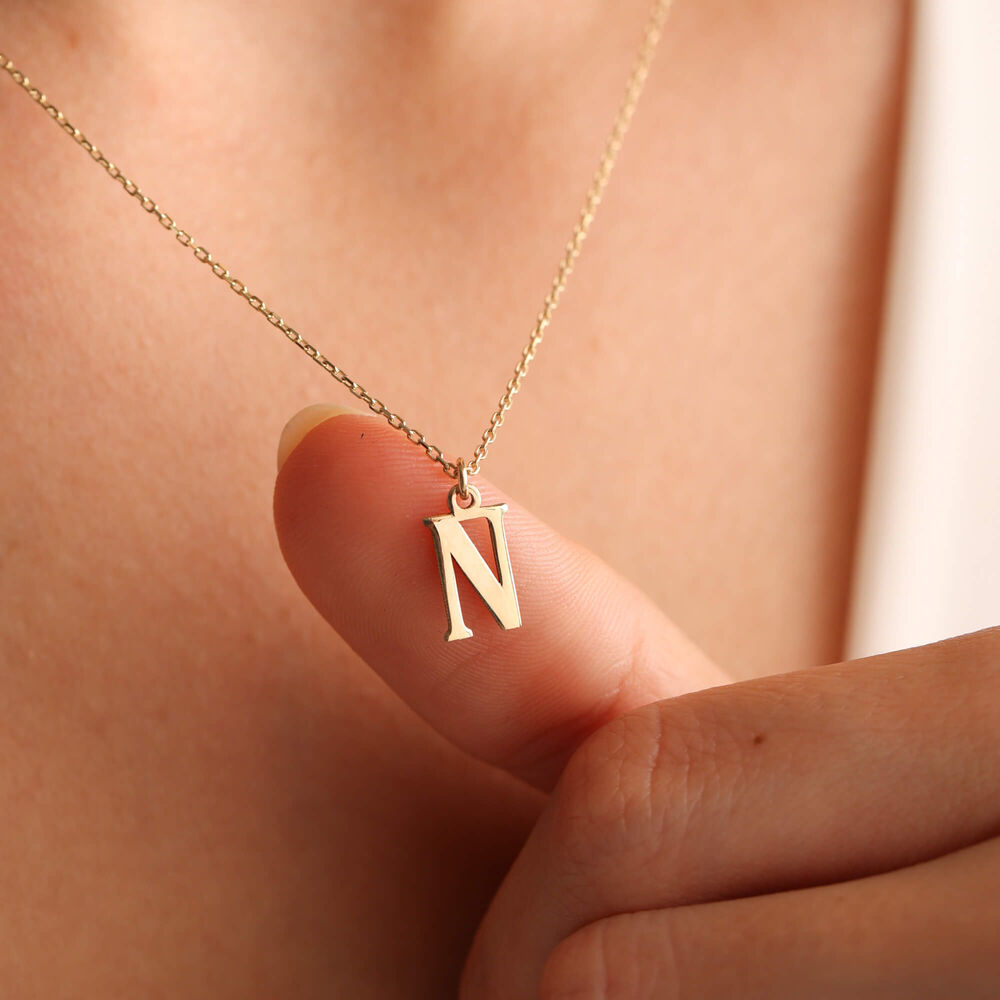 14K Solid Gold Initial Necklace (All Initials Are Available)