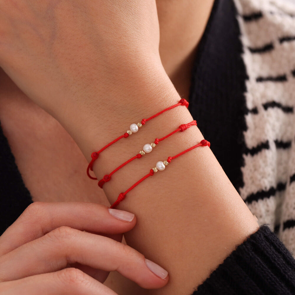 14K Solid Gold Pearl Bracelet Beaded Ball/Bead