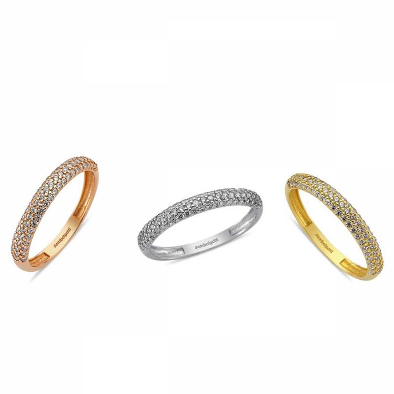 14K Solid Gold Ring With Gemstone (Rose-White-Yellow)