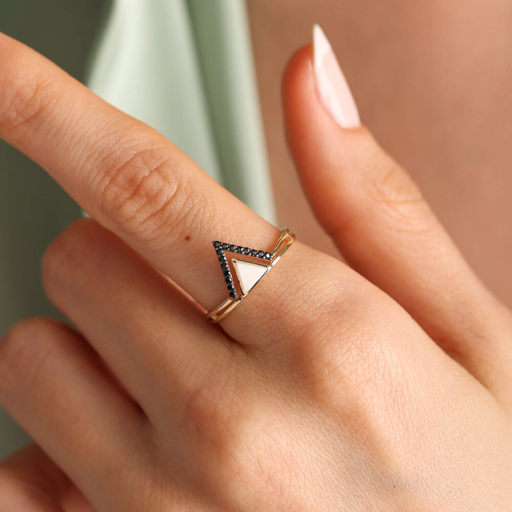 14K Solid Gold Pyramid Ring Special Design