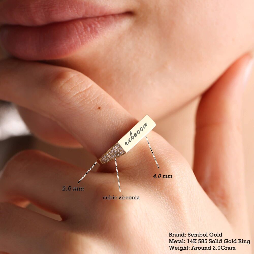 14K Solid Gold Knight Ring (Personalized) With Gemstone