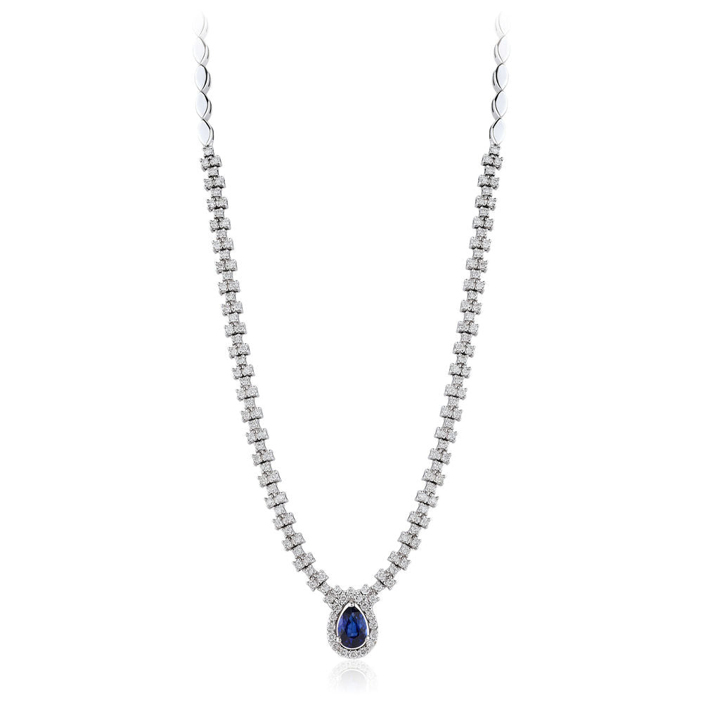 1.70 Carat Diamond Sapphire Necklace