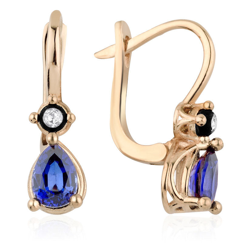 2.00 Carat Diamond Sapphire Earrings