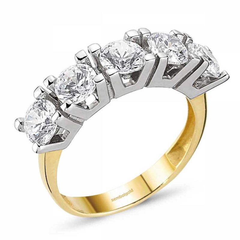Solid Gold Five Stoness Ring