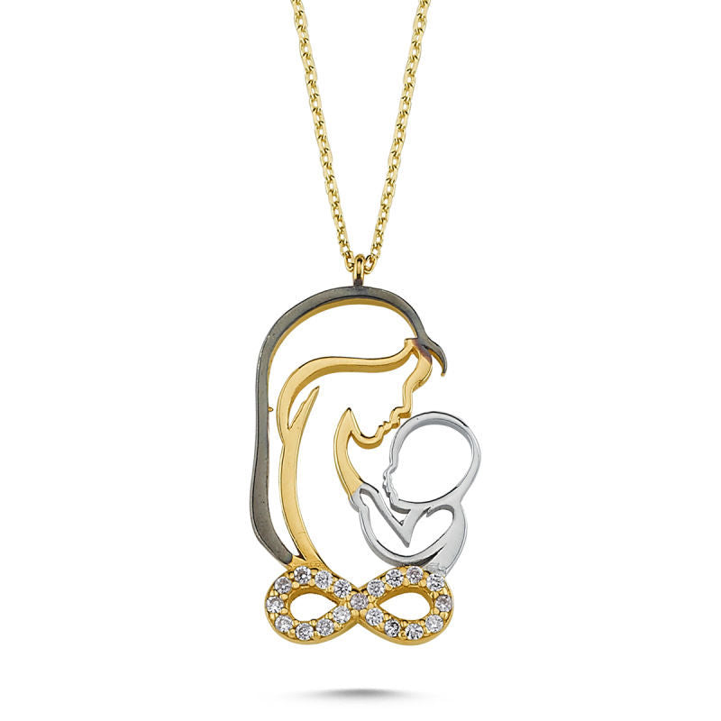 Solid Gold Mother & Baby Necklace Infinity Design
