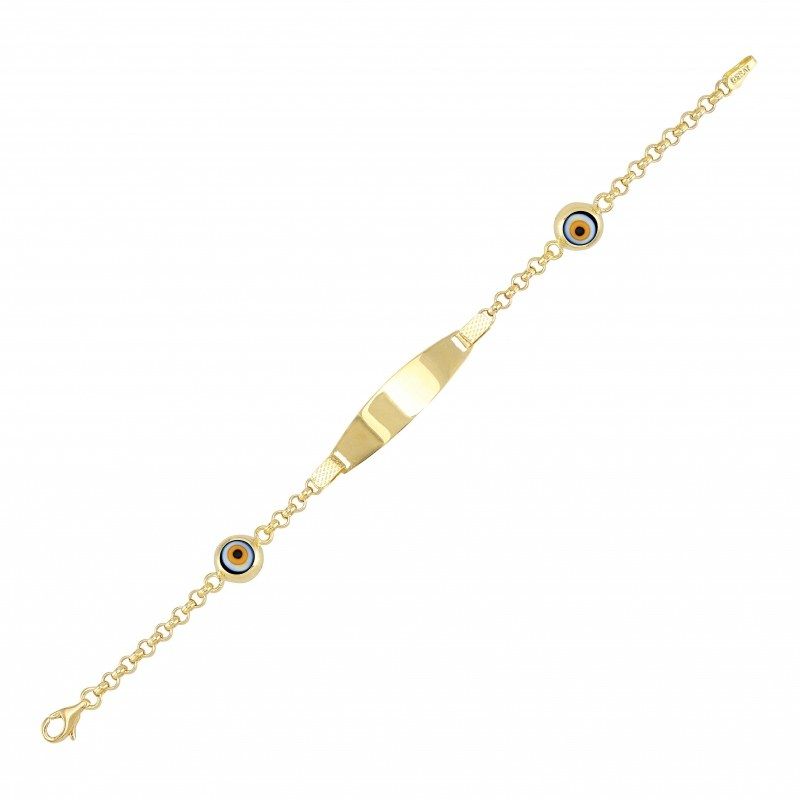 Solid Gold Kids Name Bracelet Evil Eye