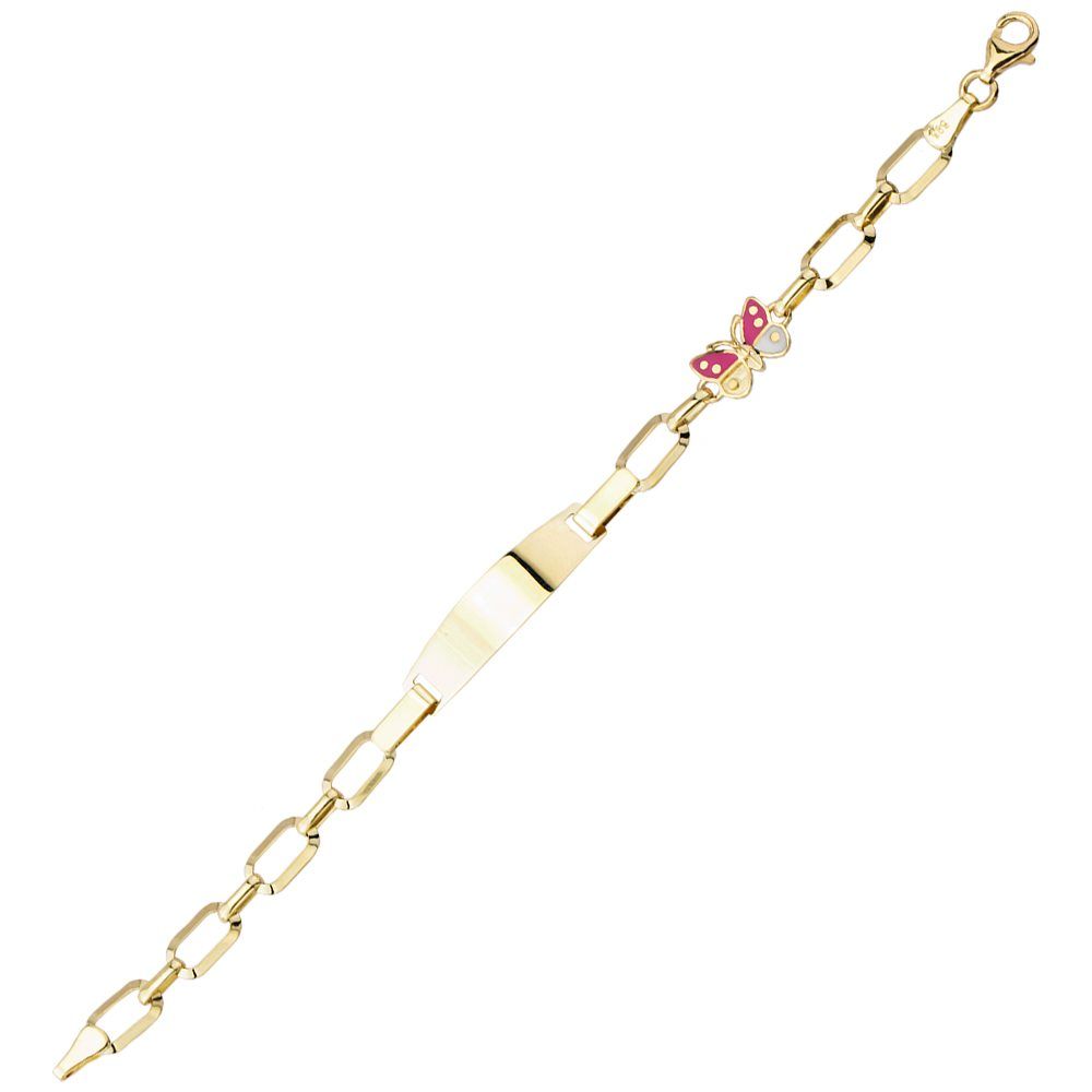 Solid Gold Kids Name Bracelet Plate Butterfly