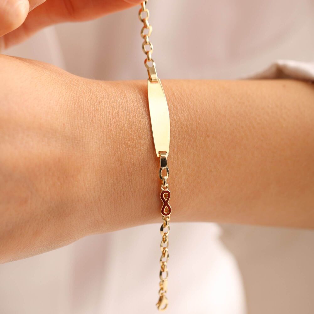Solid Gold Kids Name Bracelet Infinity Form Enamel