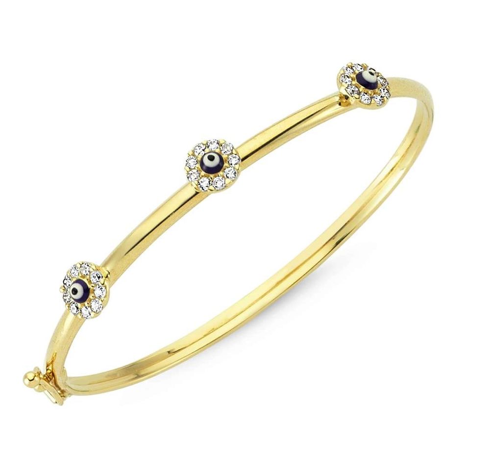 Solid Gold Kids Bracelet Evil Eye