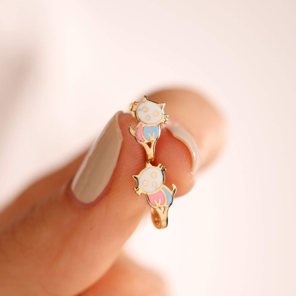 Solid Gold Kids Earrings Baby Enamel