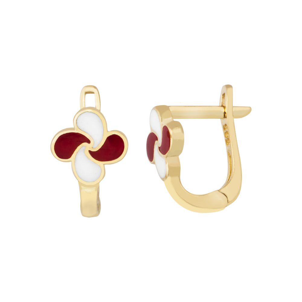 Solid Gold Kids Earrings Hide And Seek Enamel
