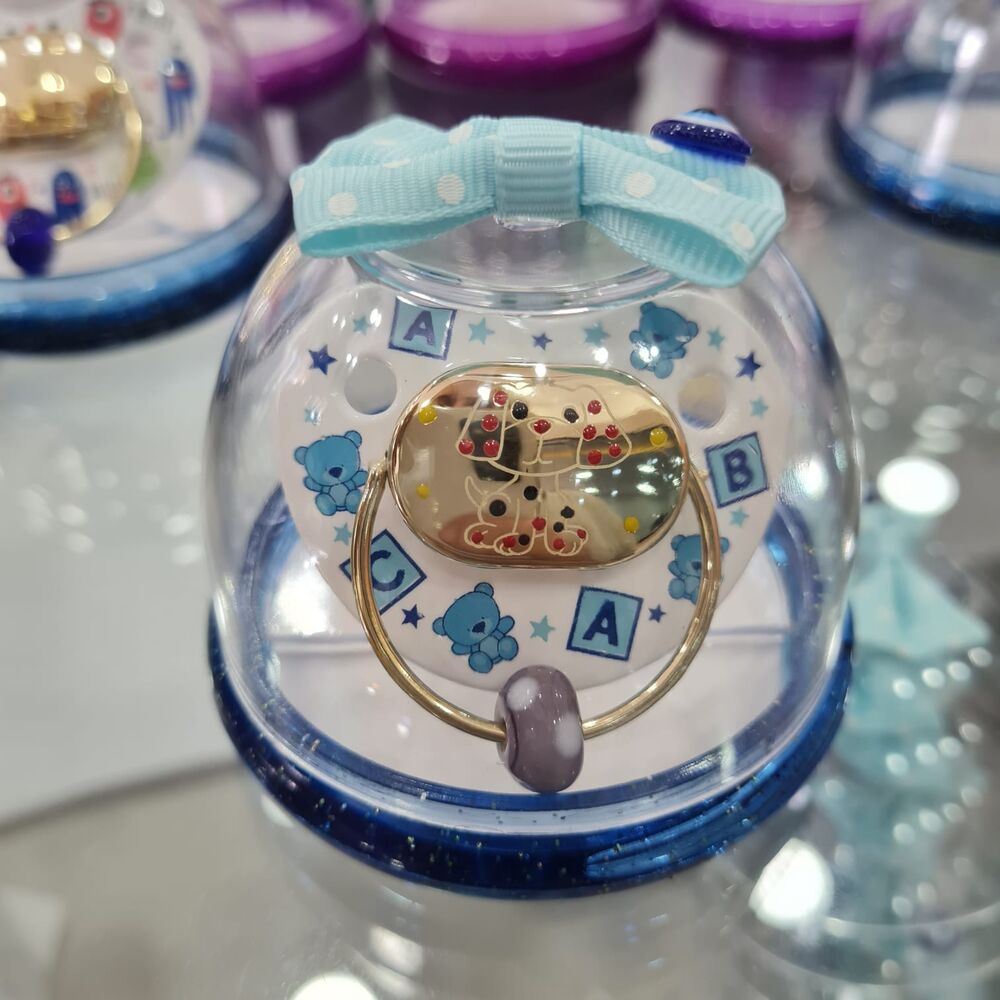 Solid Gold Pacifier Design 14K Enamel