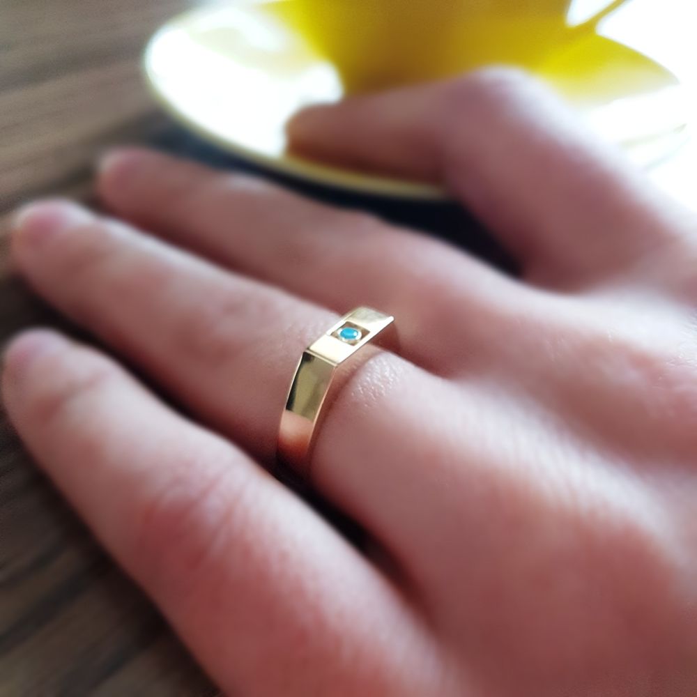 14K Solid Gold Knight TurquoiseRing