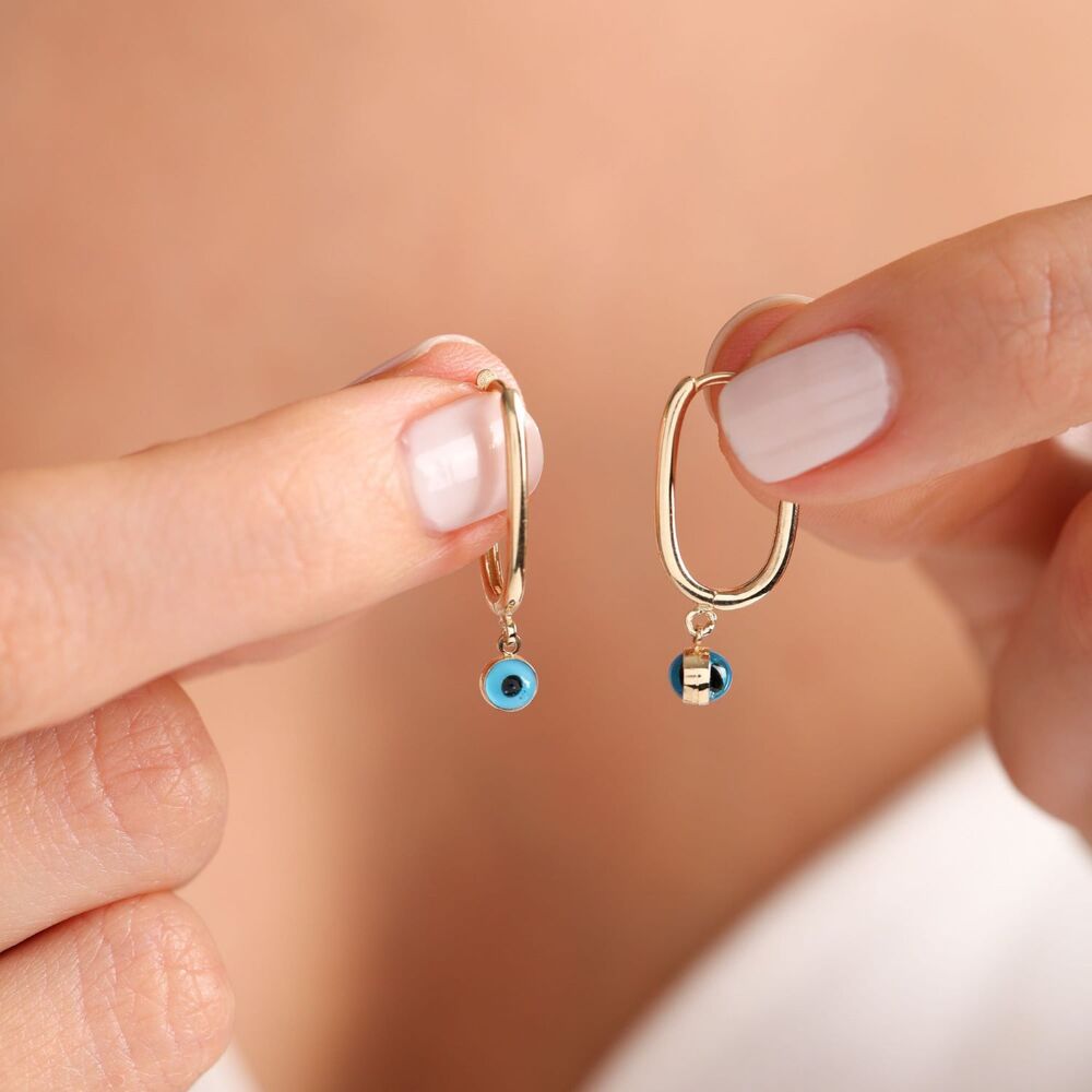 Solid Gold Evil Eye Earrings