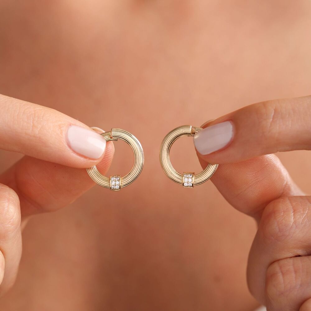 Solid Gold Circle Earrings Design 1.7 Cm