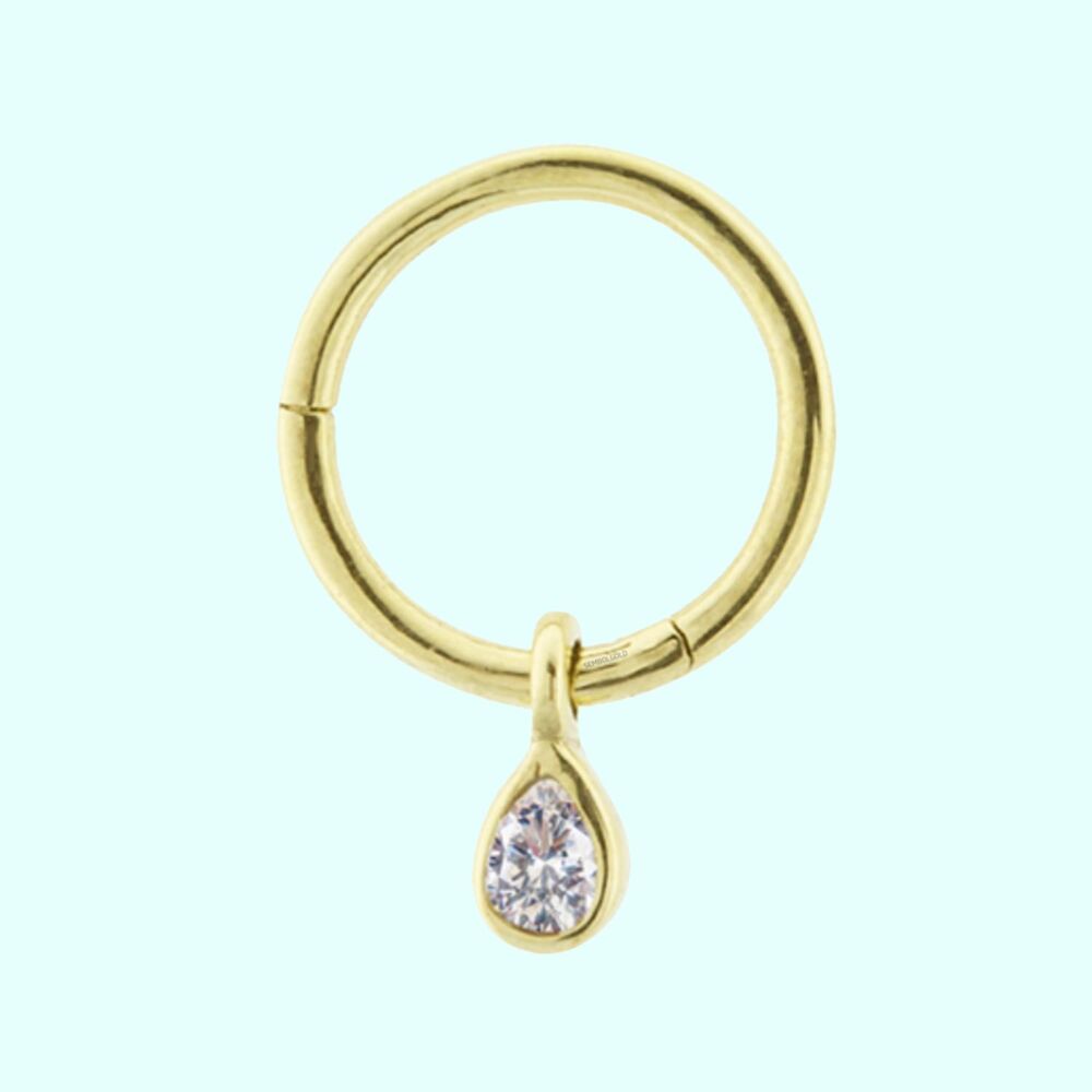 Solid Gold Hoop Piercing Drop 14K