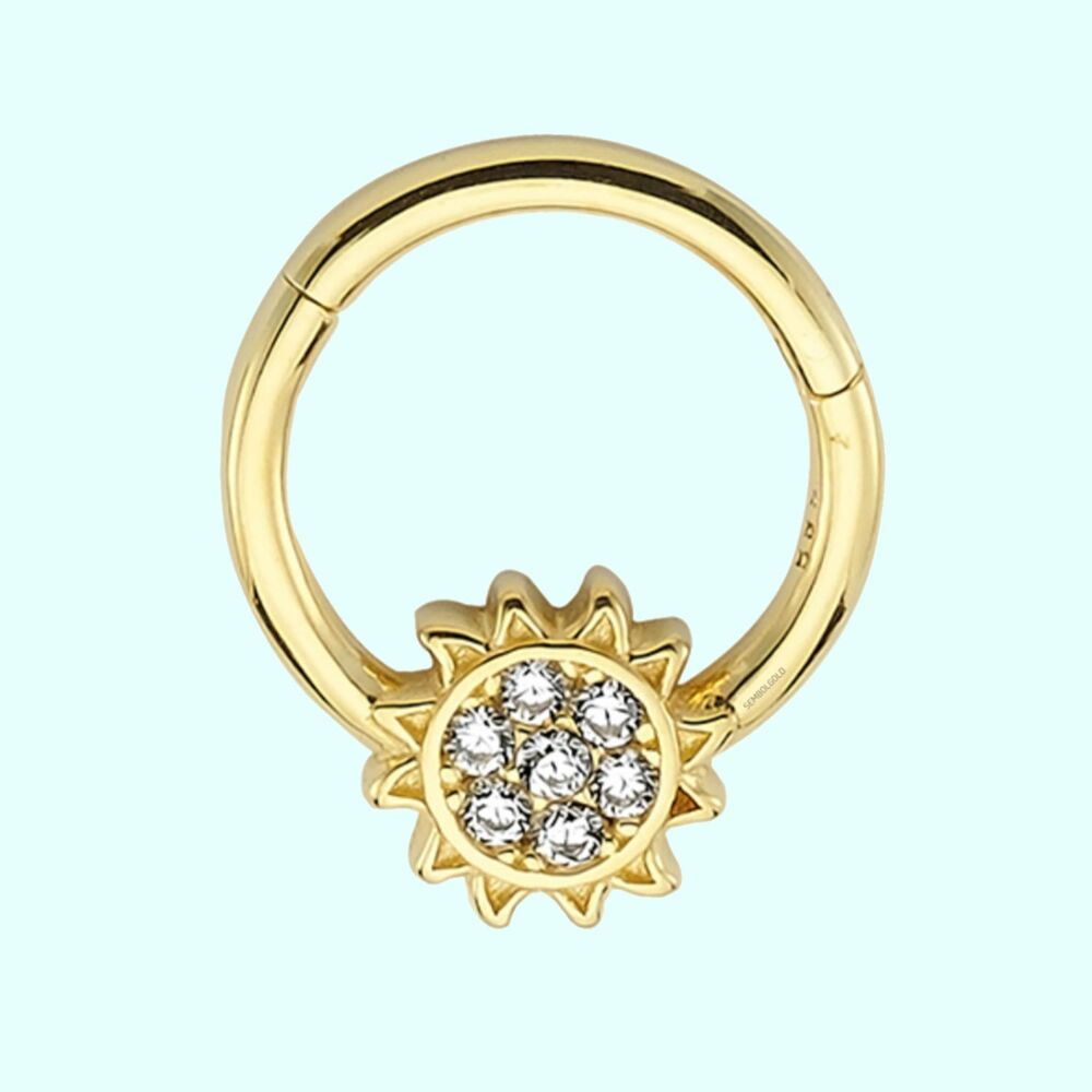 Solid Gold Hoop Piercing Sun 14K