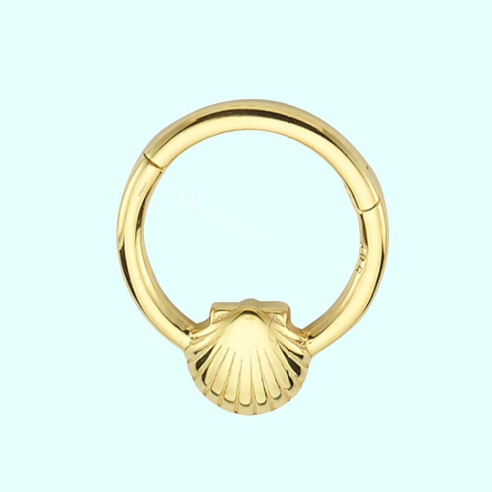 Solid Gold Hoop Piercing Oyster 14K