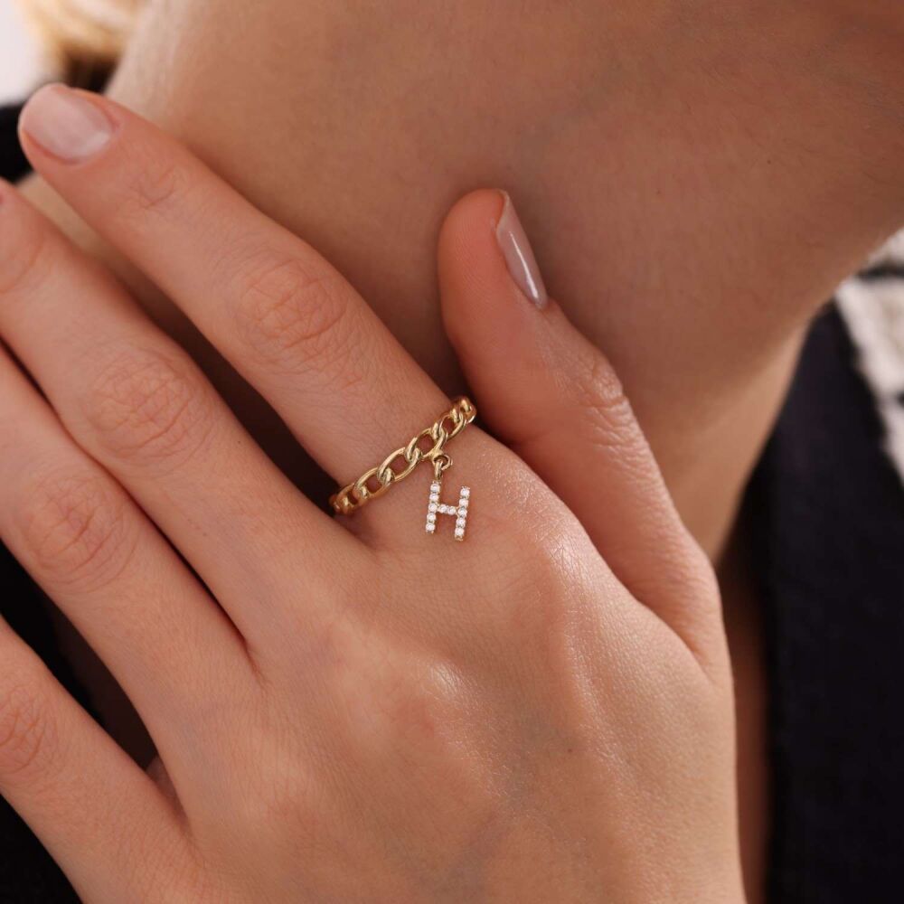 Solid Gold Initial Ring Gourmet