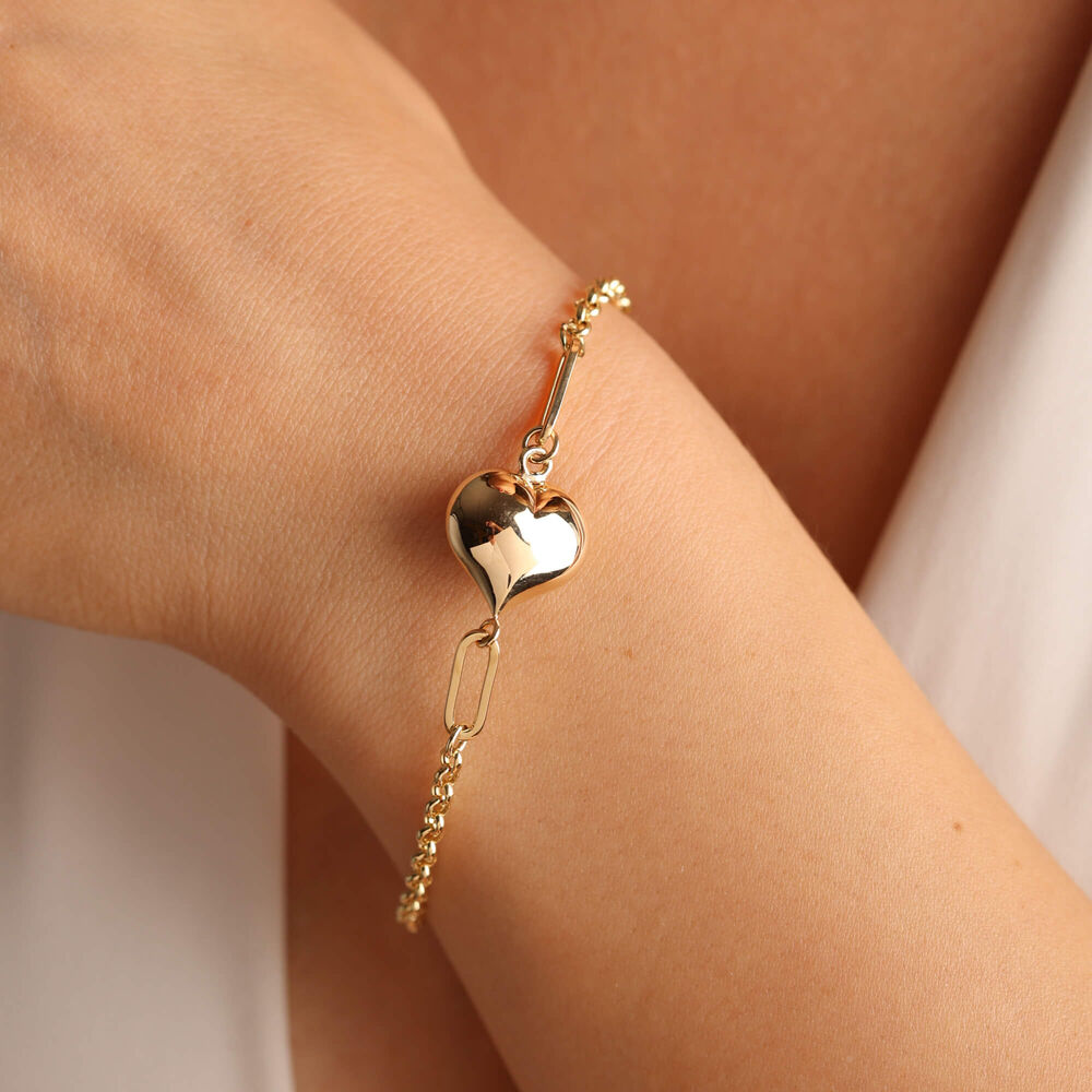 Solid Gold Heart Bomb Bracelet