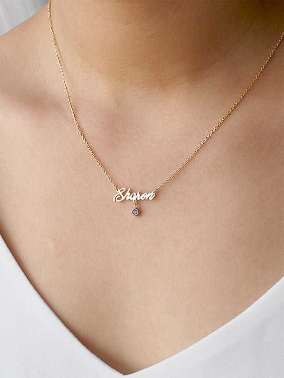 Personalized Name Solid Gold Necklace