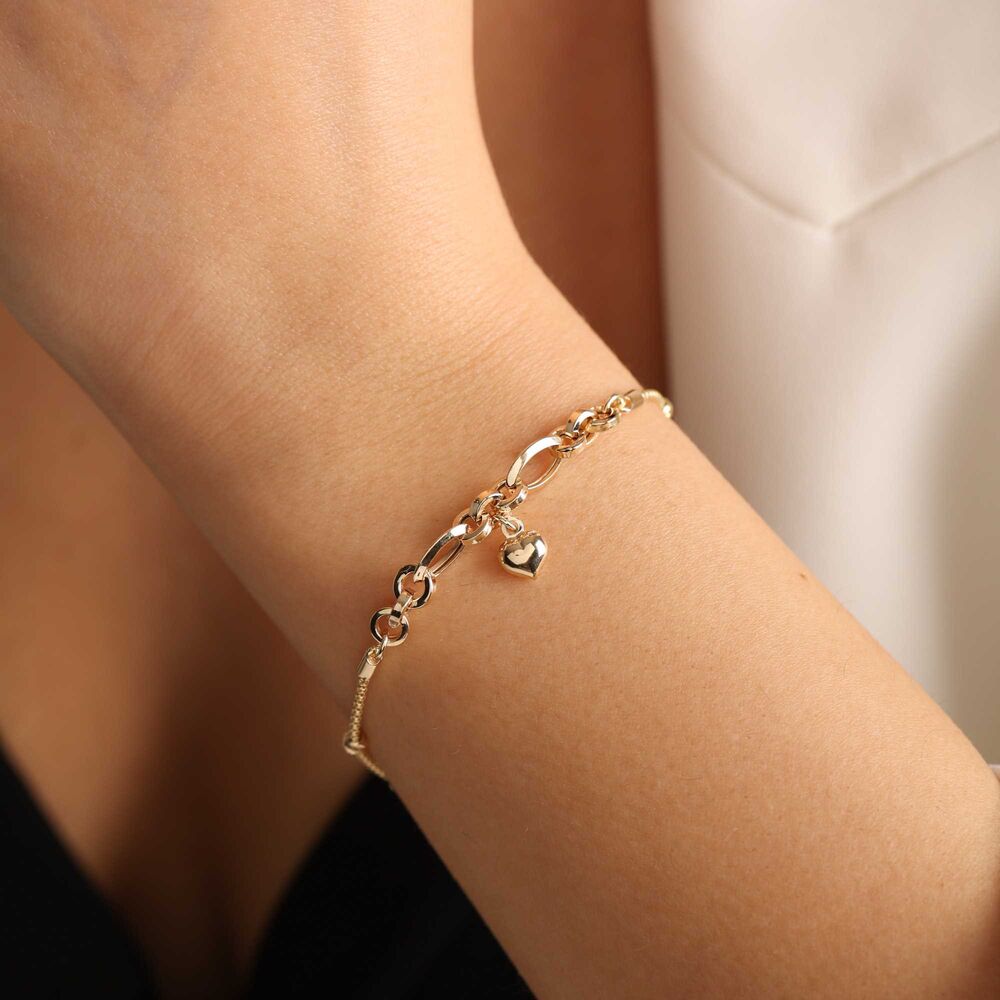 Solid Gold Heart Bracelet Dorica & Paperclip