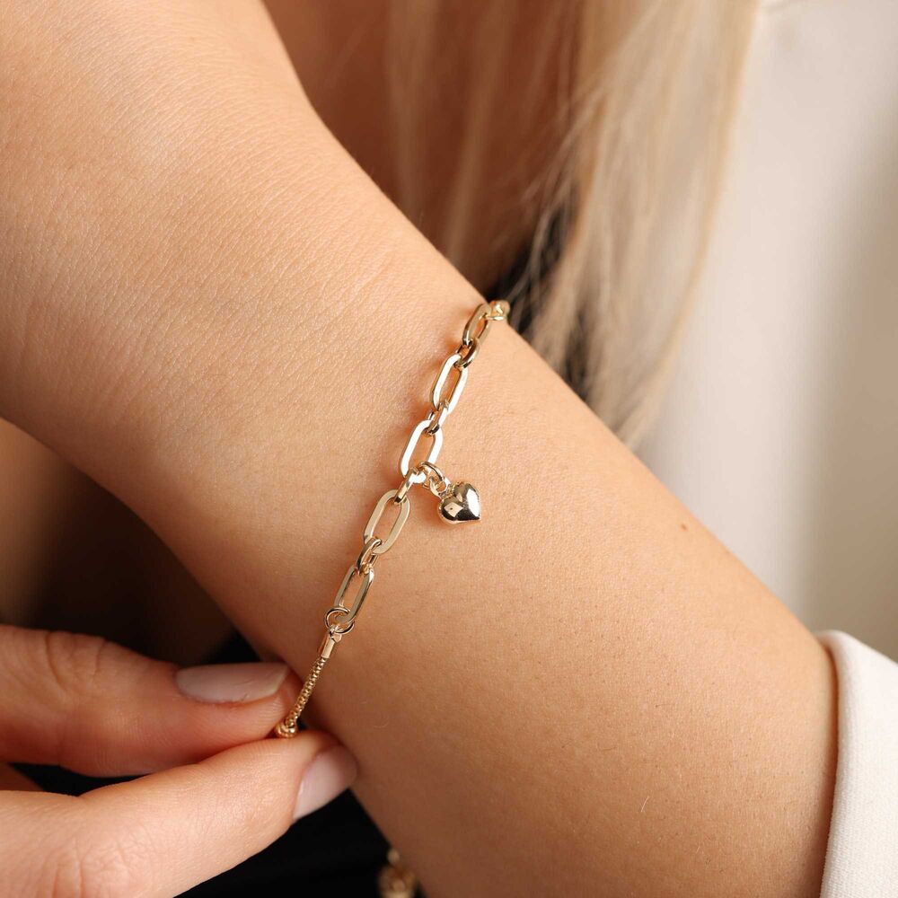 Solid Gold Heart Bracelet Dorica Paperclip Form