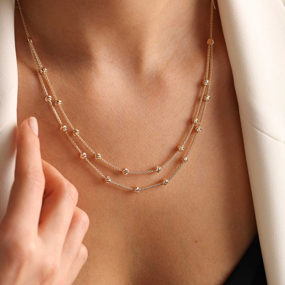 Solid Gold Bird Cage Chain Two Rows Dorica