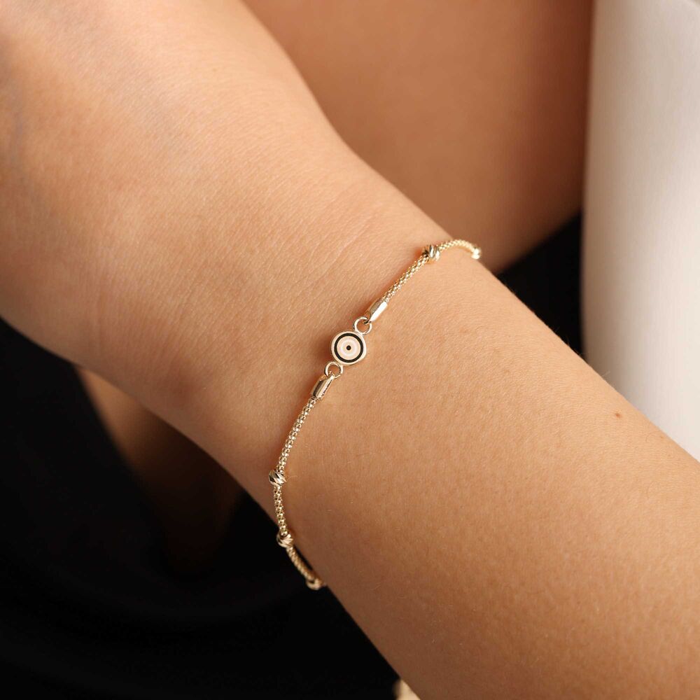 Solid Gold Mini Evil Eye Bracelet Dorica