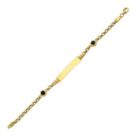 Solid Gold Evil Eye Kids Name Bracelet