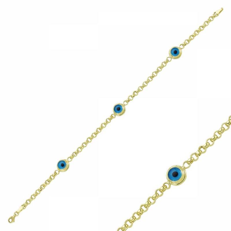 Solid Gold Evil Eye Doc Chain Bracelet