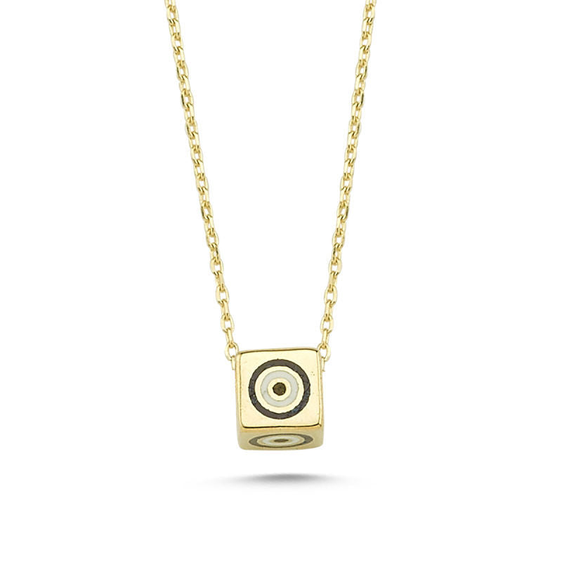 Solid Gold Evil Eye 3D Necklace