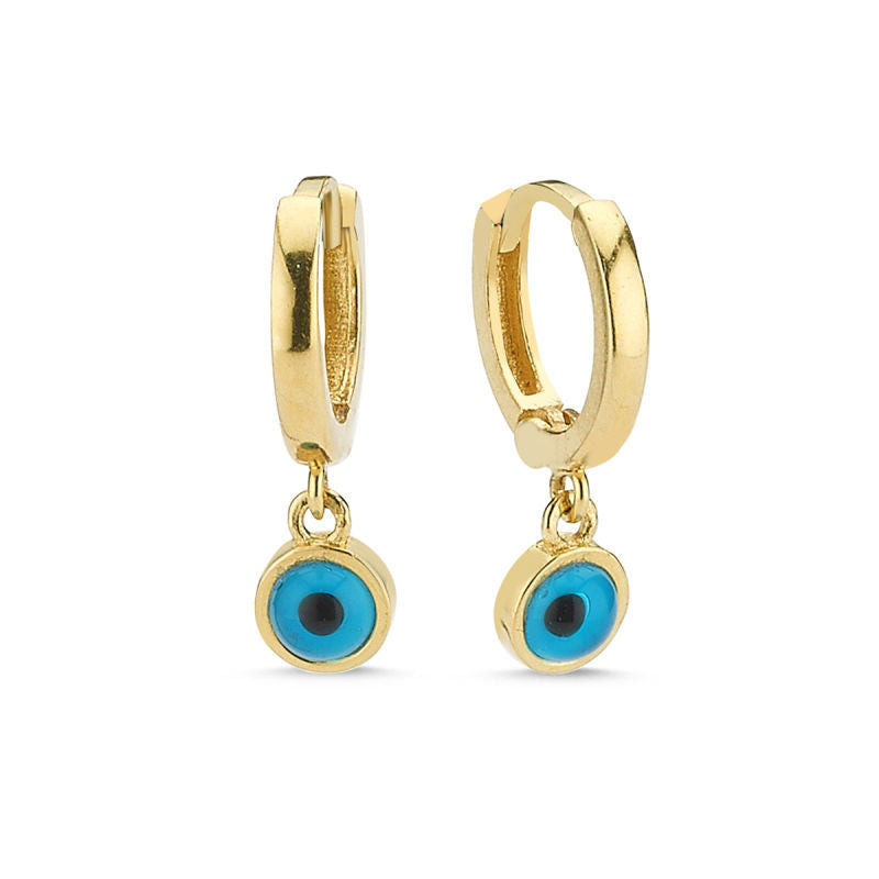 Solid Gold Evil Eye Earrings