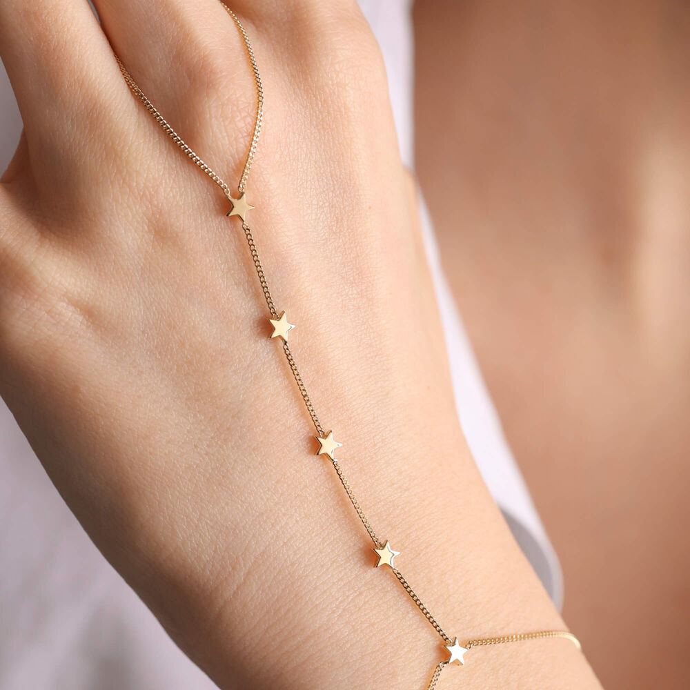 Solid Gold Bashmer Bracelet 14K Star Form