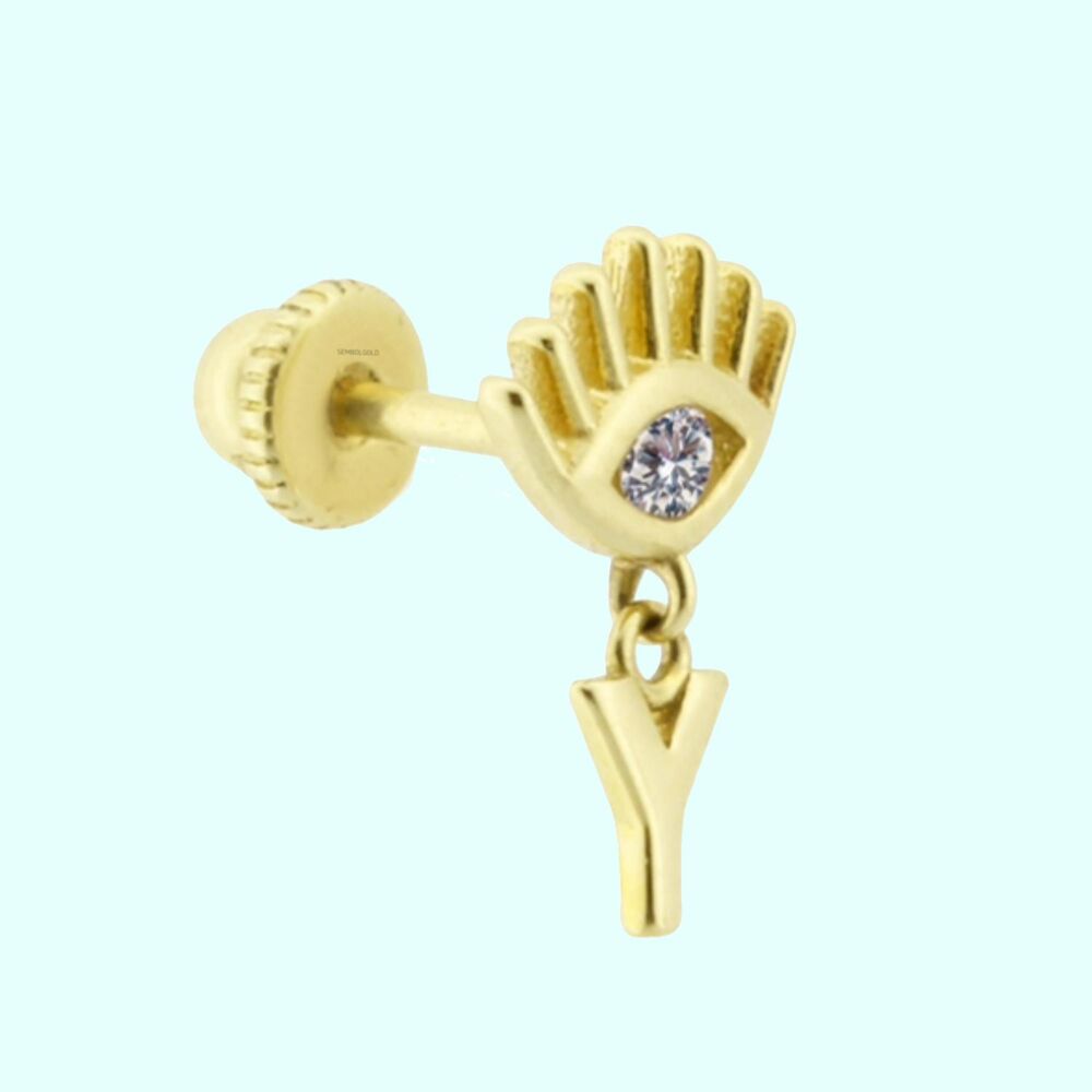 Solid Gold Dangle Initial Piercing (Initials Are Available)