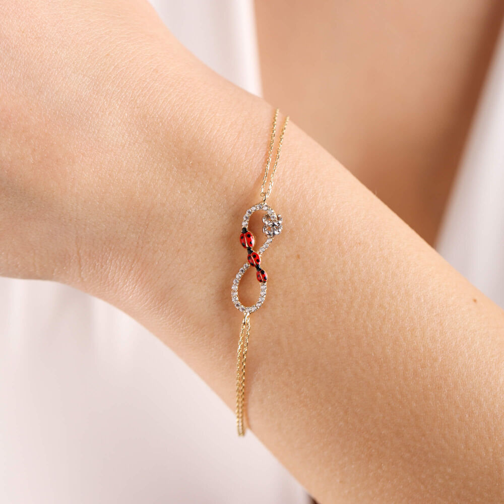 Solid Gold Infinity Bracelet Ladybug Form