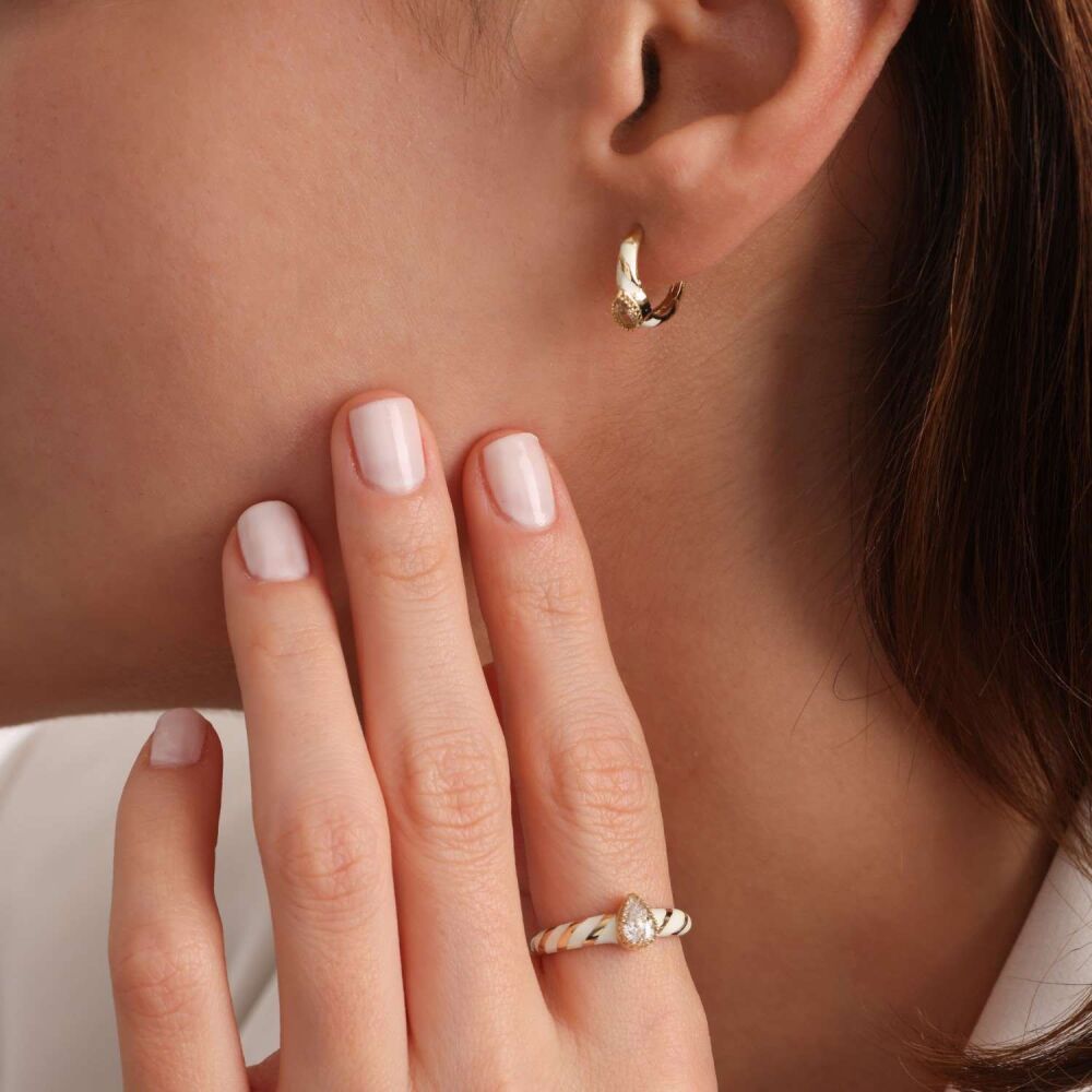 Solid Gold Jewelry Set 14K Enamel