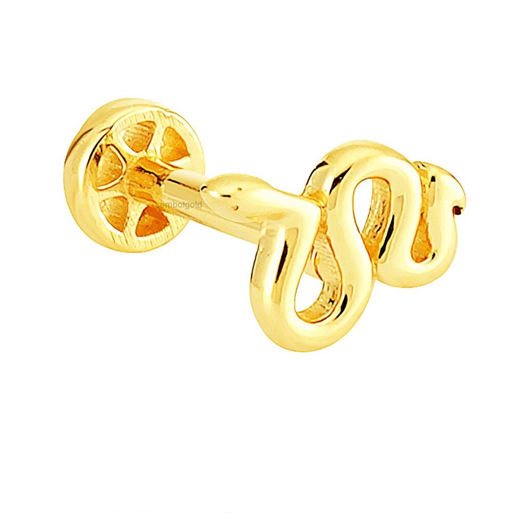 Solid Gold Snake Tragus Piercing 14K