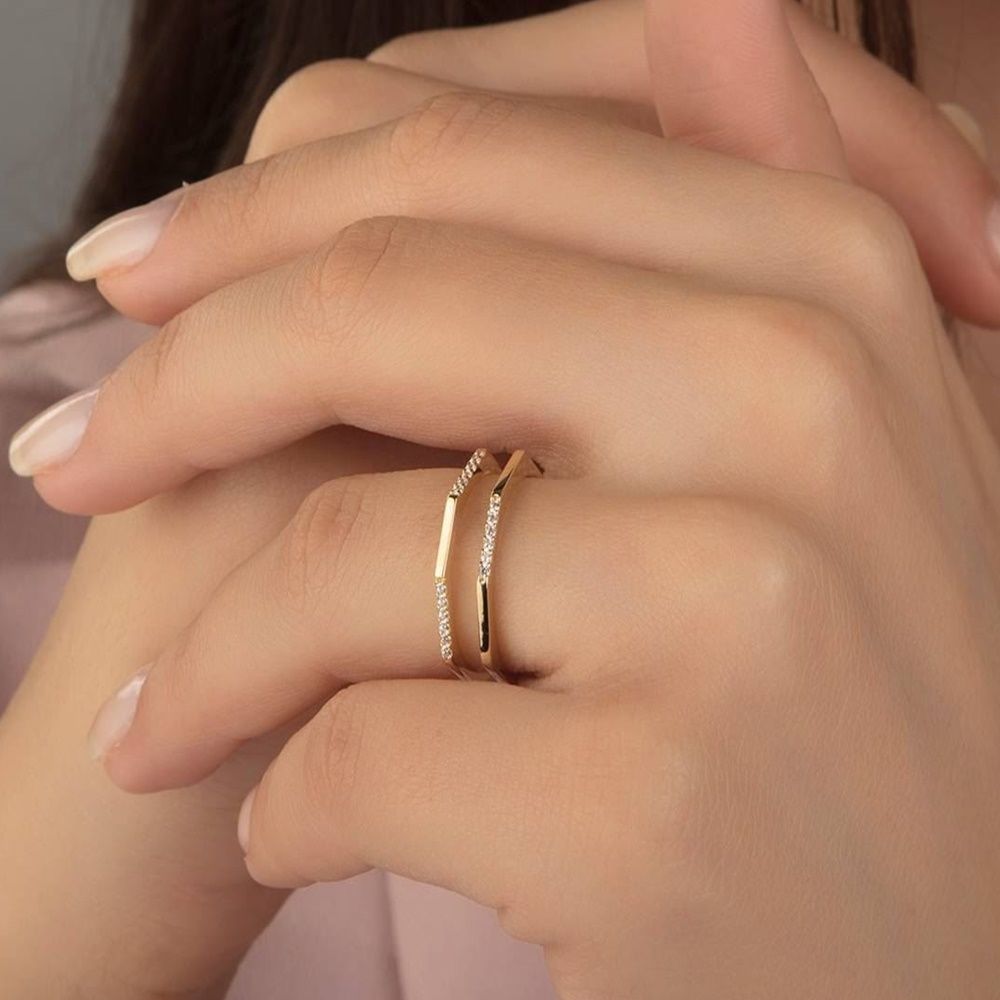 Solid Gold Ring Waterway 14K Solid Gold With Gemstone