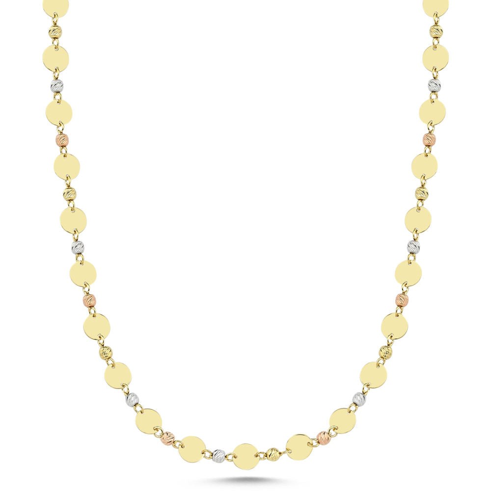 Solid Gold Chain Dorica and Sequin 60 cm