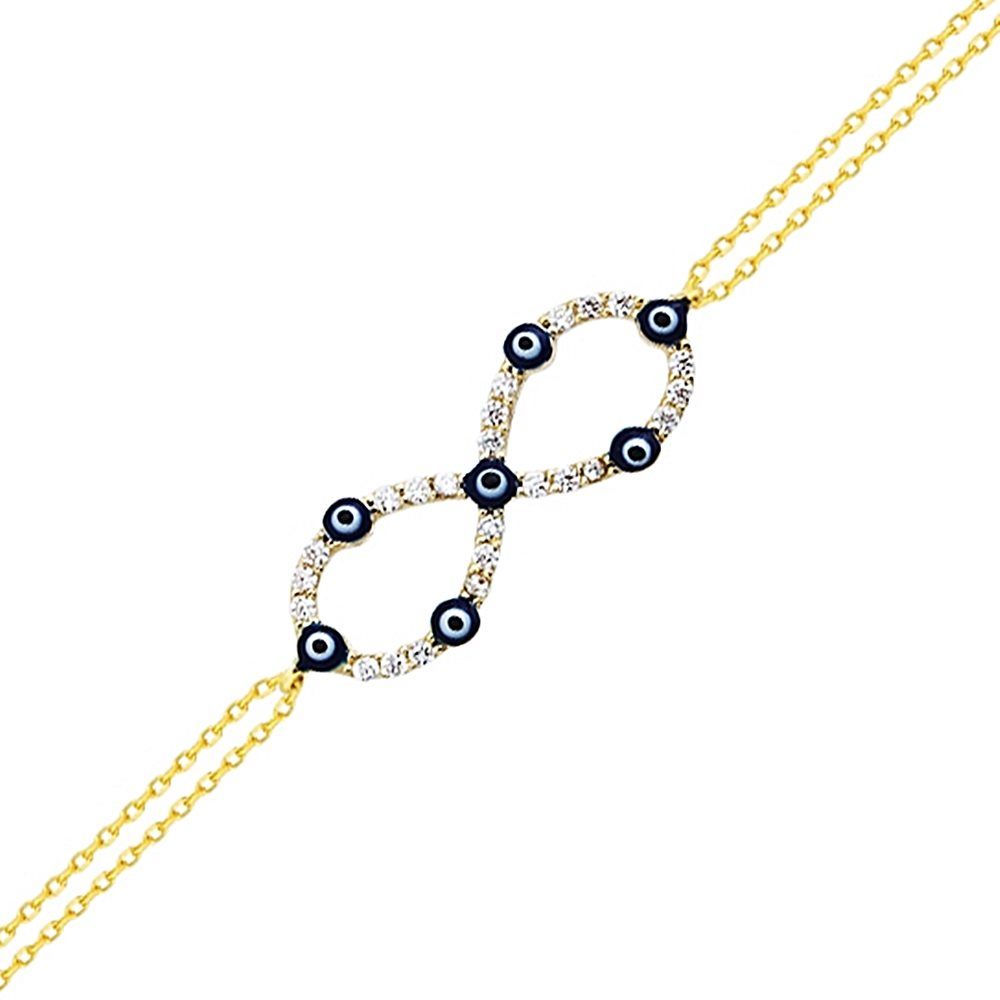 Solid Gold Infinity Bracelet 14K Gold Evil Eye