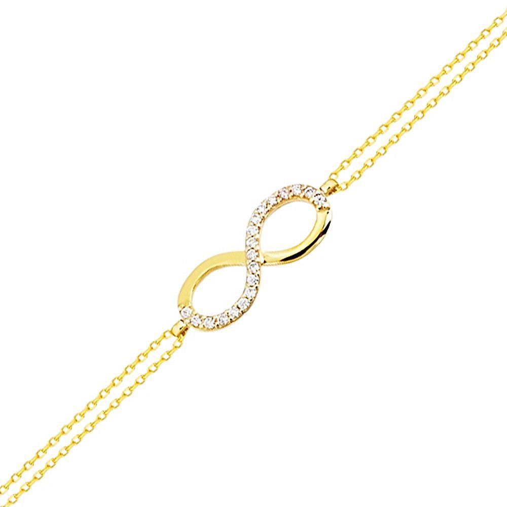 Solid Gold Chain Infinity Bracelet 14K Solid Gold With Gemstone