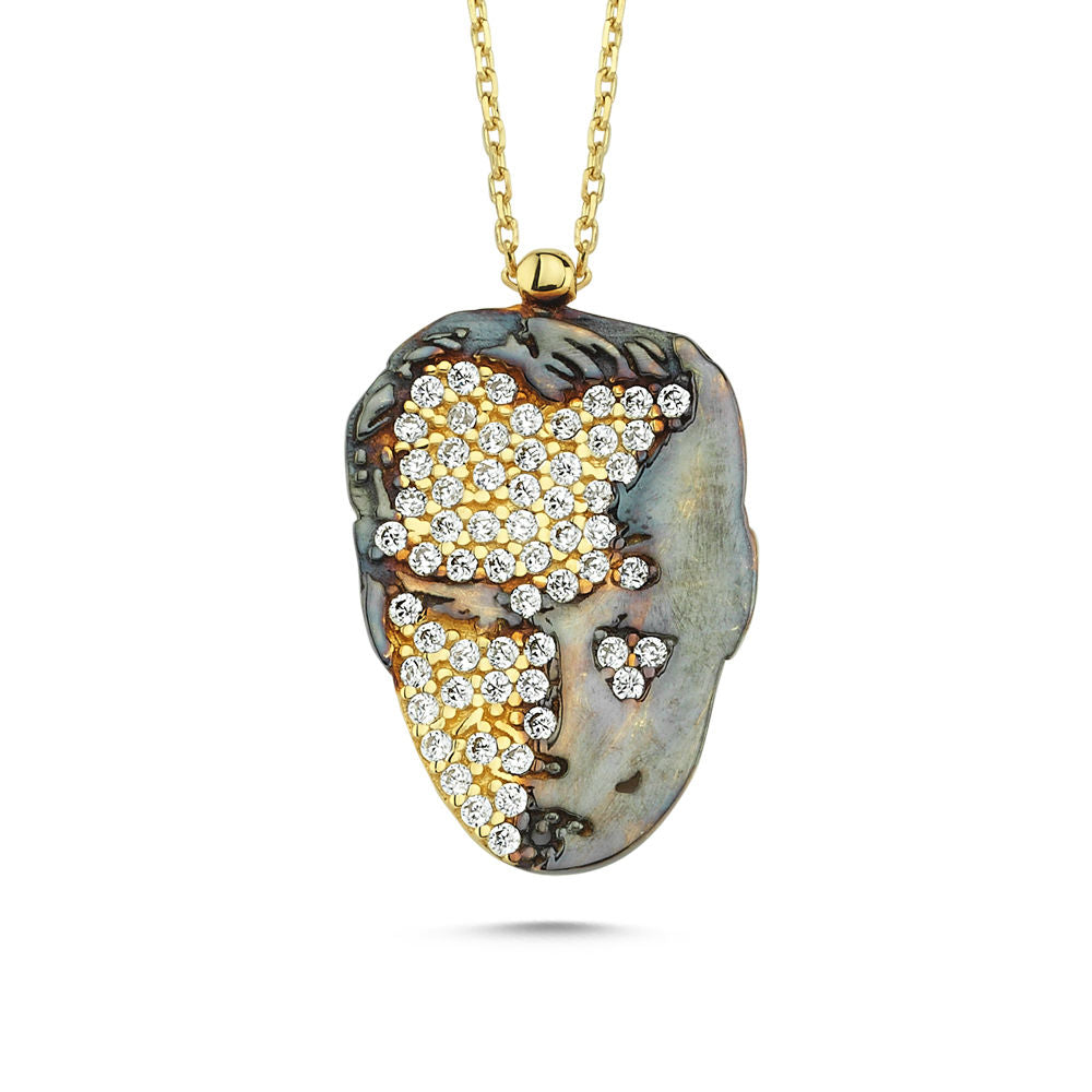 Ataturk Necklace 14K Solid Gold Enamel 3D Design